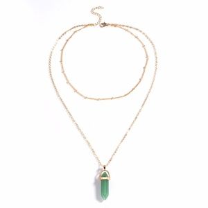 Green - Boho Crystal Choker Multi Layer Necklace